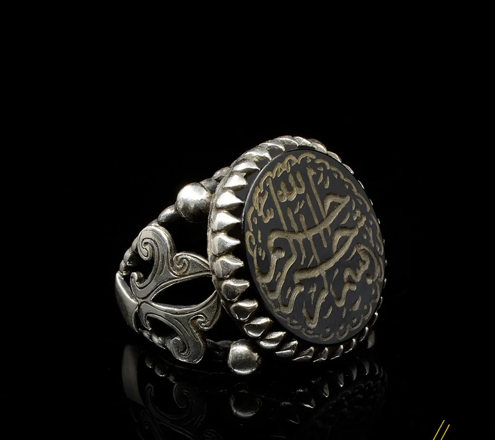 Basmala Black Aqeeq Islamic Ring – BismillahiRahmaniRahim