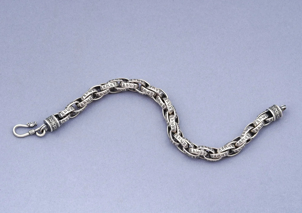 Cosmic Chant Oxidised Silver Men Bracelet