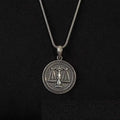 Scales of Justice Round Silver Necklace