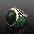 Exclusive Design Silver Men Ring With Green Zircon