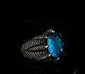 Claw Of Falcon Aqua Blue Zircon Silver Ring