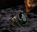Green Zircon Men Ring With Micro Zircon Stones