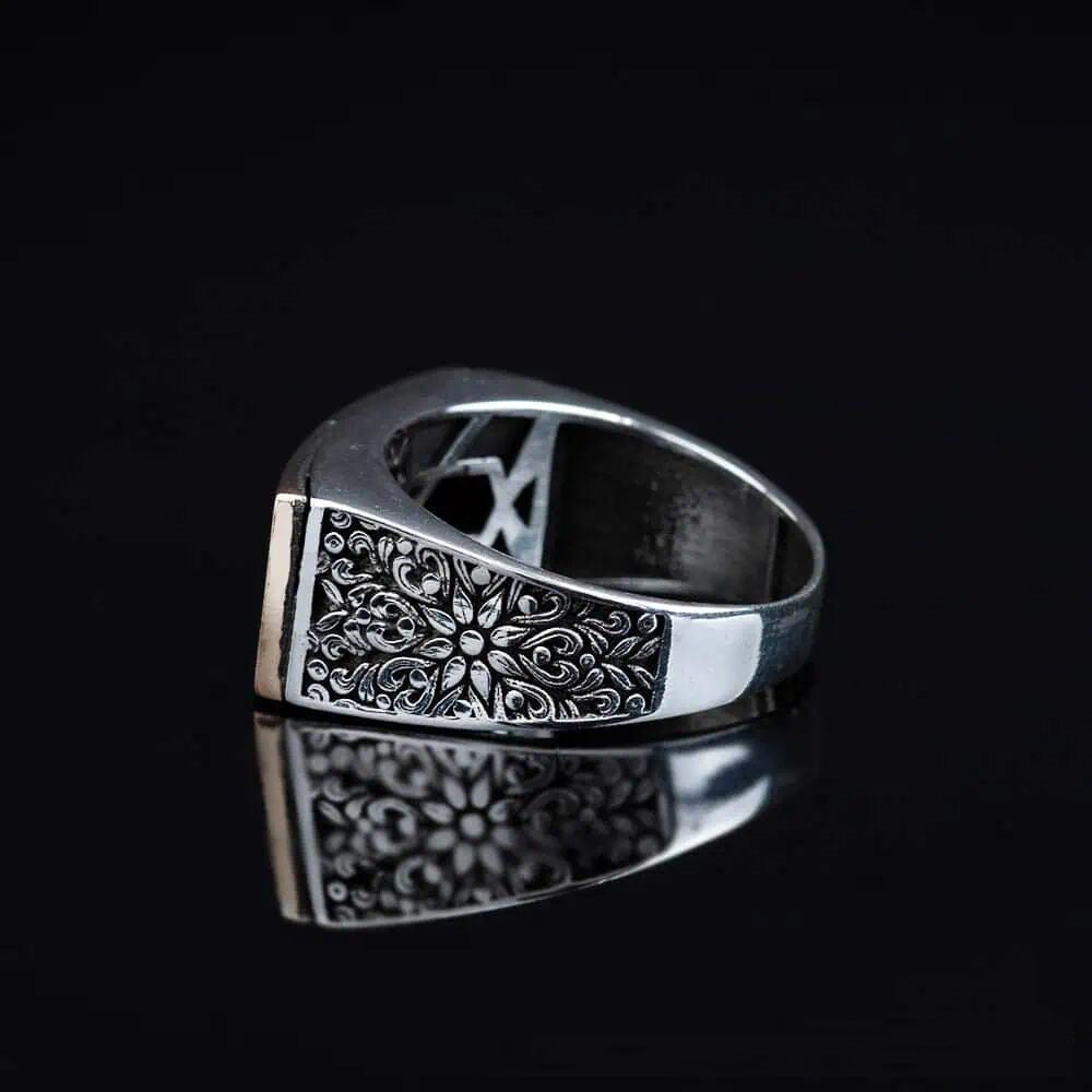 Hand Engraved Stoneless Plain Bronze & Silver Ring