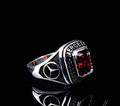 Car Logo Red Zircon Silver Ring for Mercedes-Benz