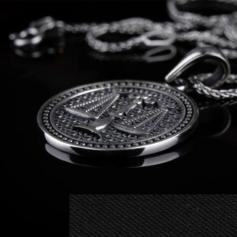 Scales of Justice Round Silver Necklace