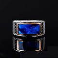 Elegant Cut Blue Mina Silver Ring