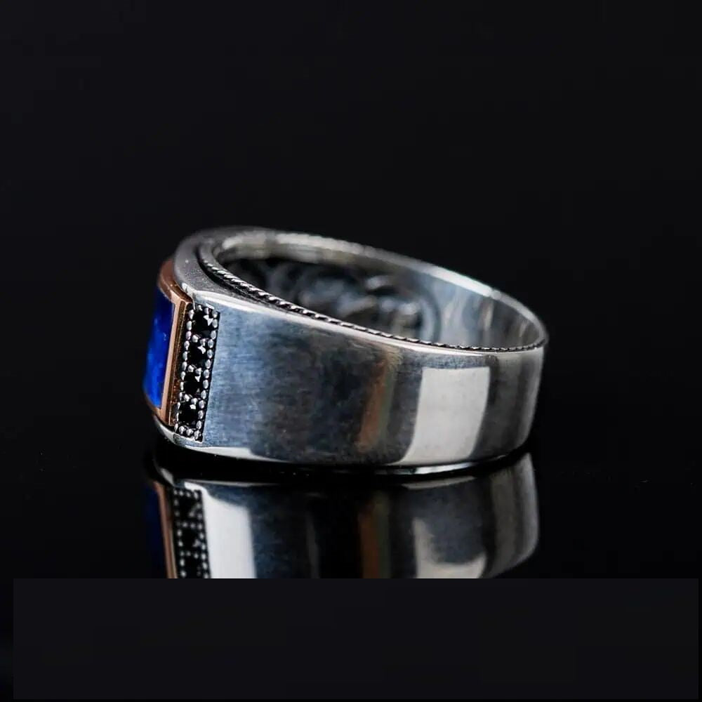 Elegant Cut Blue Mina Silver Ring