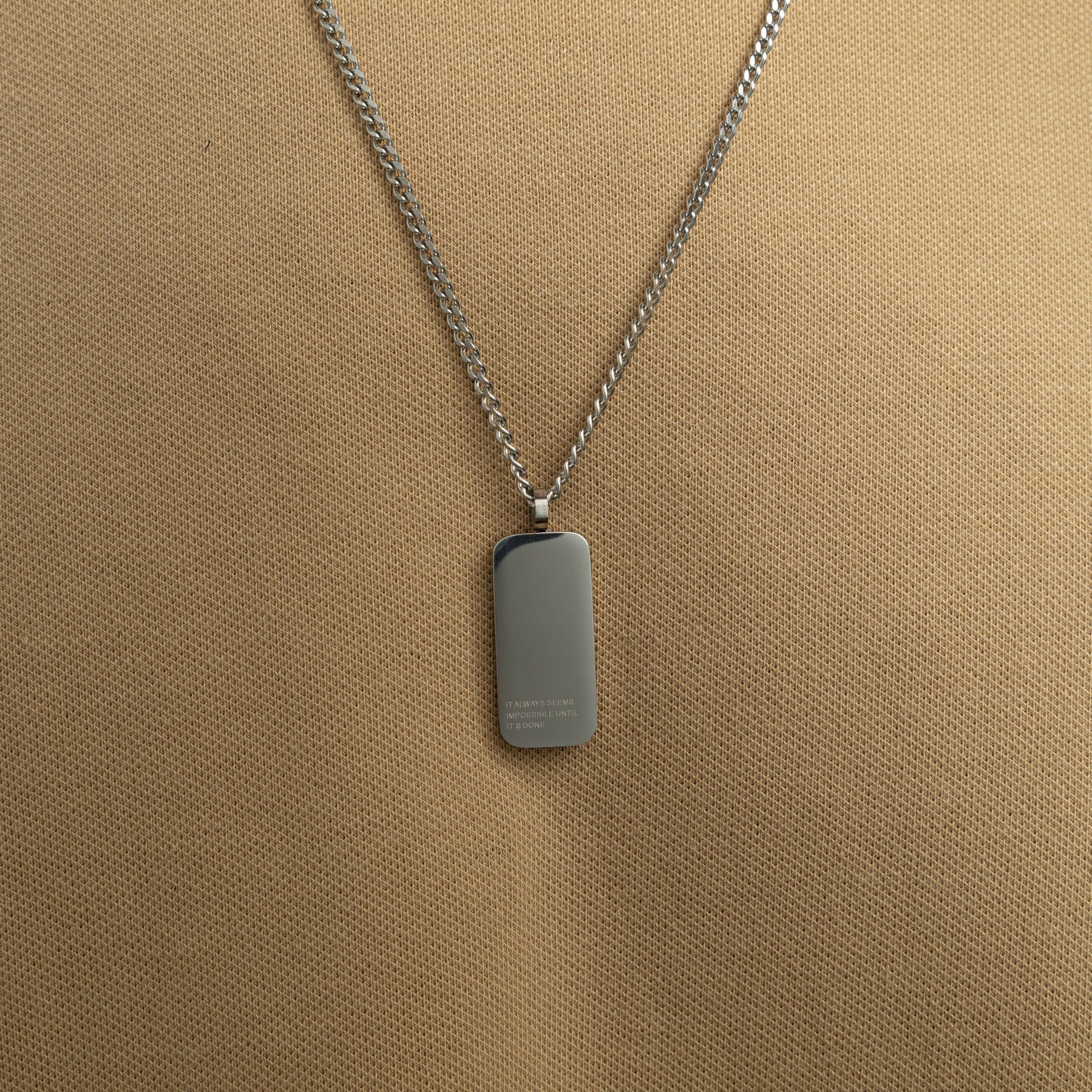 Impossible Until It's Done Tag Necklace