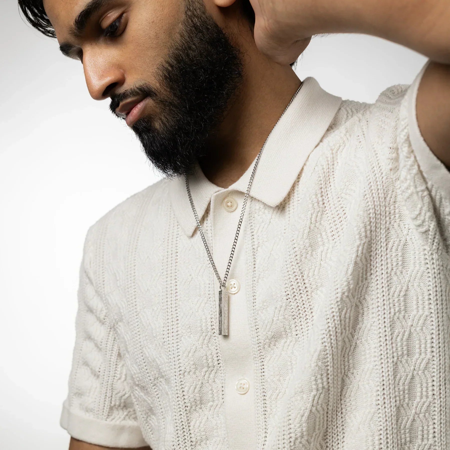 With Hardship Comes Ease Bar Necklace  Men