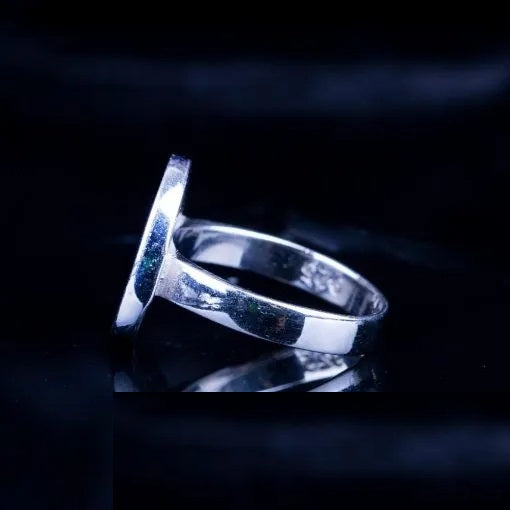 Red Aqeeq Silver Plain Band Women Ring