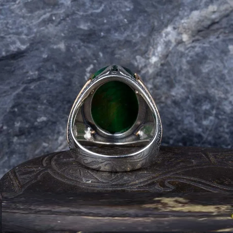 Rectangle Tiger’s Eye Knitted Silver Men Ring