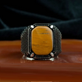 Square Tiger’s Eye Classic Silver Ring