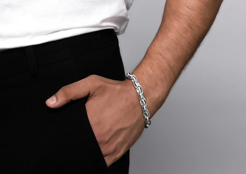 Textured Dual Link Men Bracelet