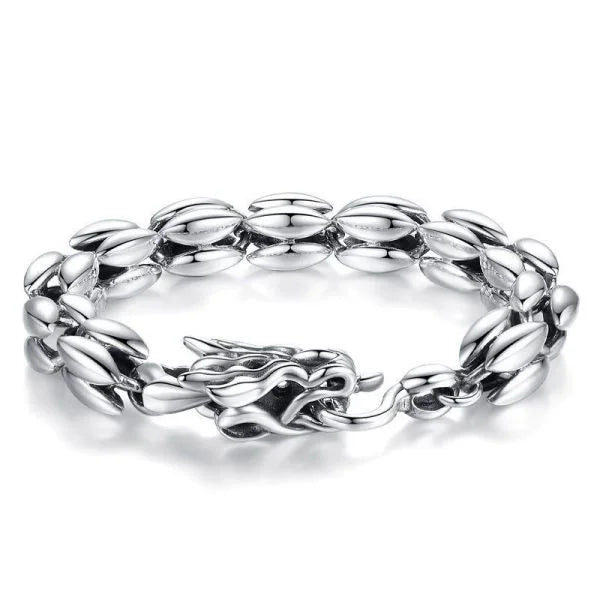 Sterling Silver Bloody Mary Dragon Head Braided Bracelet