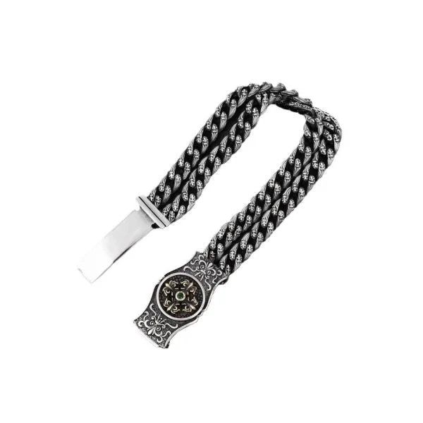 Sterling Silver Crucifix Twin Chain Bracelet