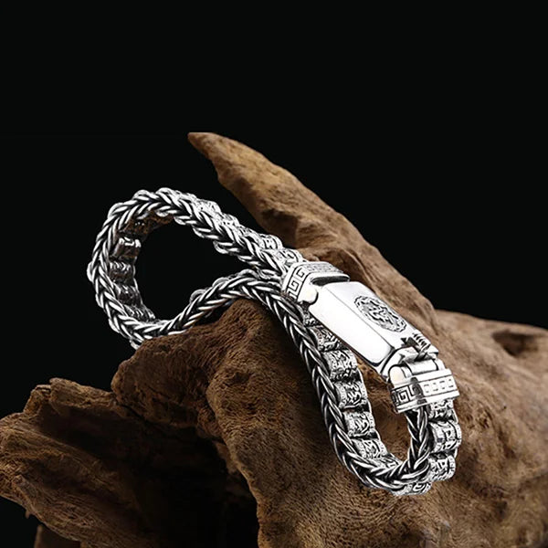 Sterling Silver Buddhist Mantra Prayer Wheels Bracelet