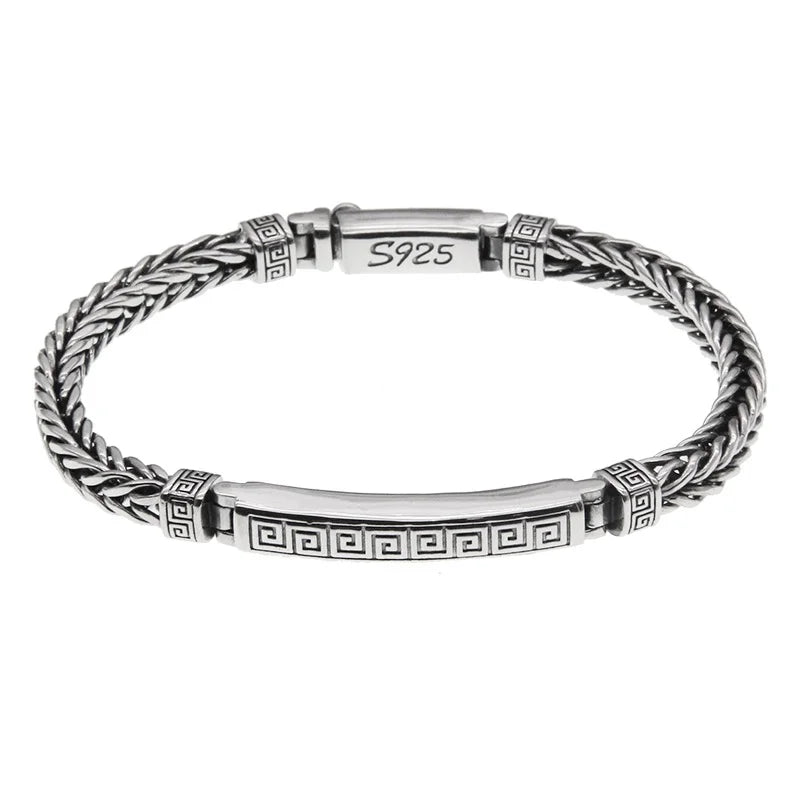 Sterling Silver Revolve Pattern Chain Bracelet