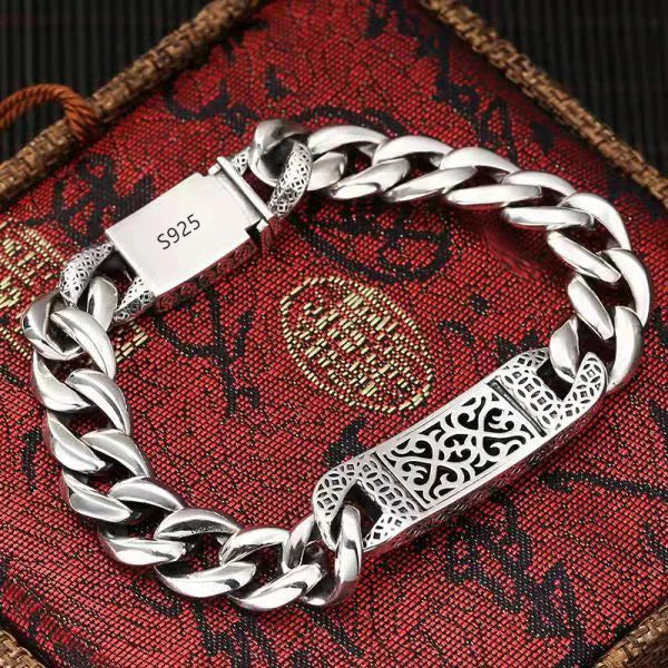 Sterling Silver Fortune Pixiu Curb Chain Bracelet