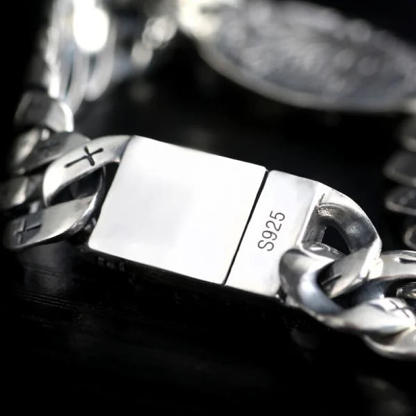 Sterling Silver Eye of God Curb Chain Bracelet