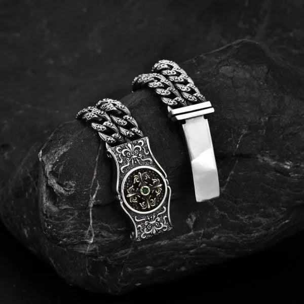 Sterling Silver Crucifix Twin Chain Bracelet