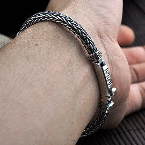 Sterling Silver Revolve Pattern Chain Bracelet