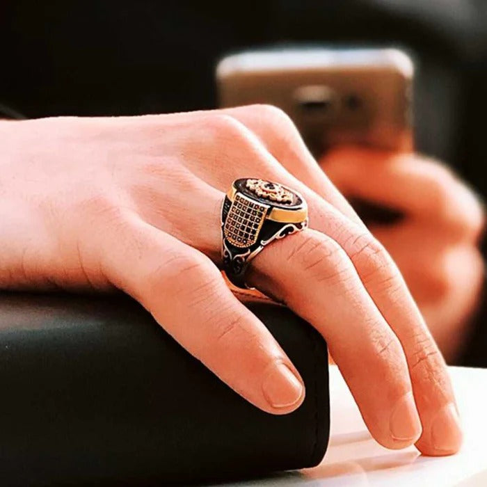 Black Onyx Multi Stones 925 Sterling Silver Popular Mens Ring