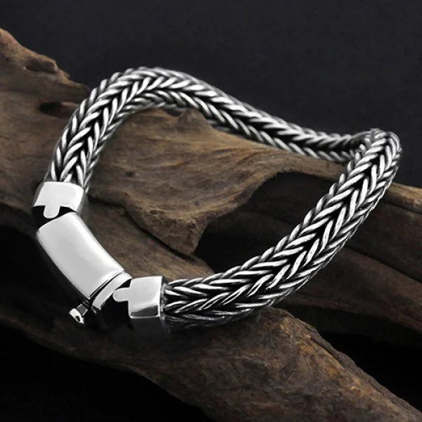 Sterling Silver Braided Chunky Chain Bracelet