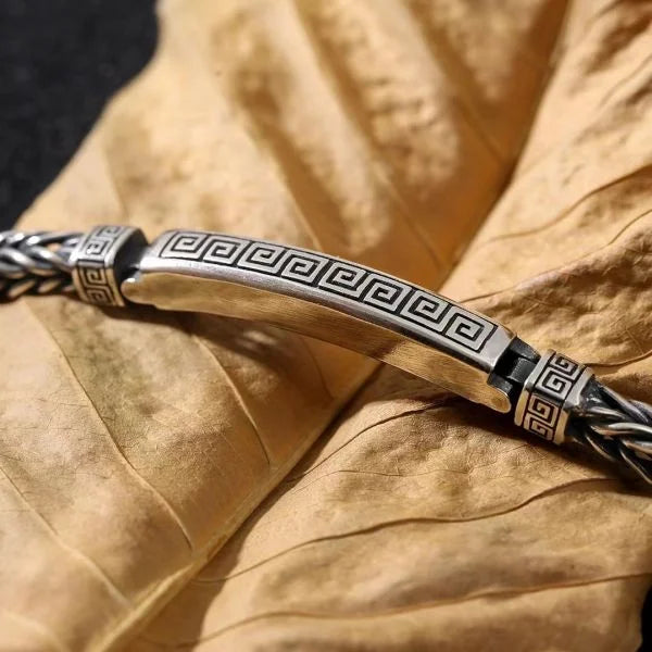 Sterling Silver Fingerprint Pattern Chain Bracelet