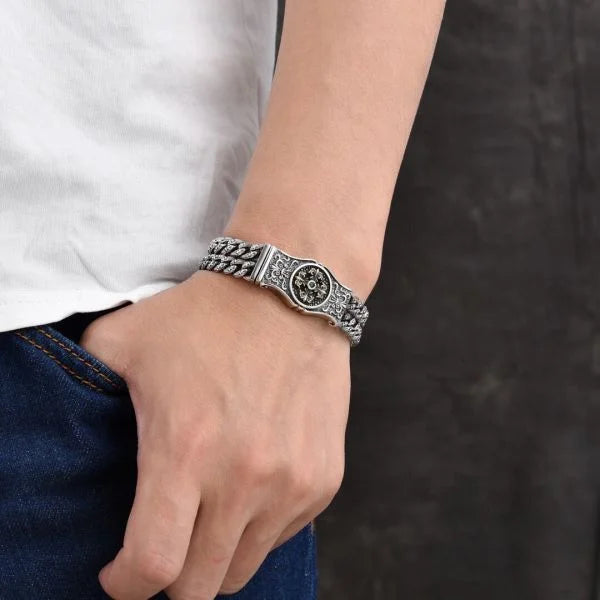 Sterling Silver Crucifix Twin Chain Bracelet