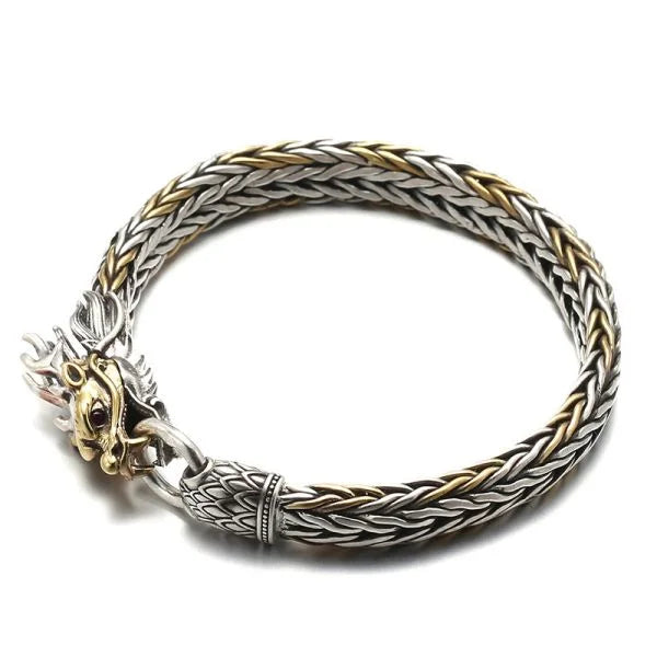Sterling Silver Bully Woven Dragon Bracelet