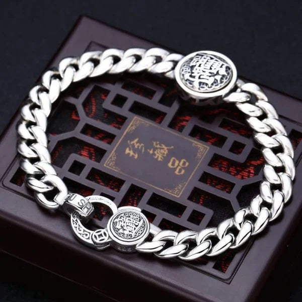 Sterling Silver Ethnic Style Turning Cuban Tank Bracelet