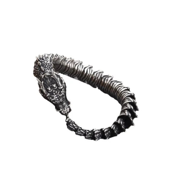 Sterling Silver Heavy Industry Dragon Bone Bracelet