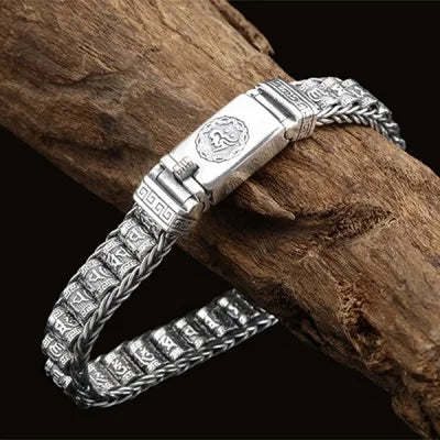 Sterling Silver Buddhist Mantra Prayer Wheels Bracelet