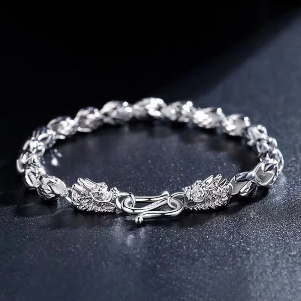 Sterling Silver Bully Dragon Head Dragon Bone Confidence Bracelet