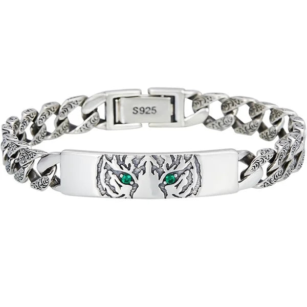 Sterling Silver Tiger Curb Chain Bracelet