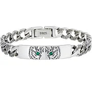 Sterling Silver Tiger Curb Chain Bracelet