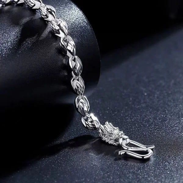 Sterling Silver Bully Dragon Head Dragon Bone Confidence Bracelet