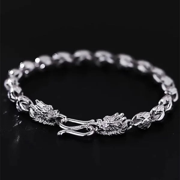 Sterling Silver Bully Dragon Head Dragon Bone Confidence Bracelet