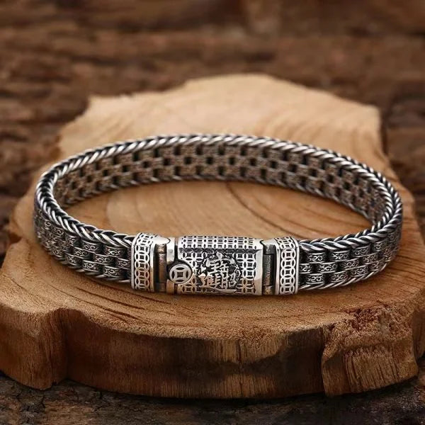 Sterling Silver Fortune Prosperity Woven Bracelet