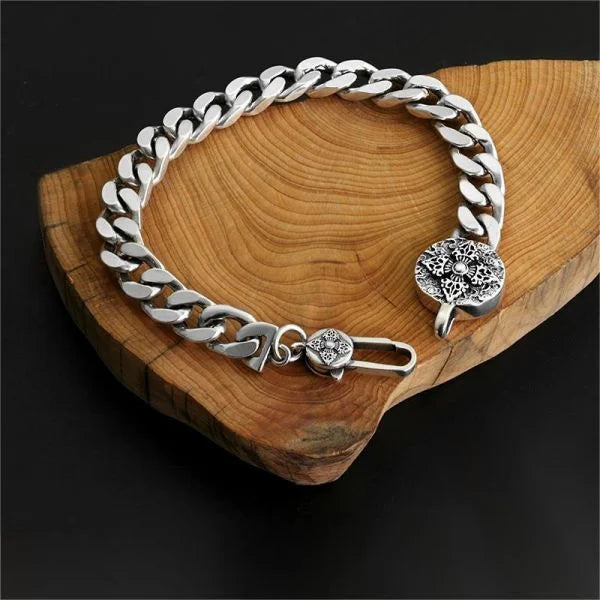 Sterling Silver Vajra Pestle round sign Bracelet