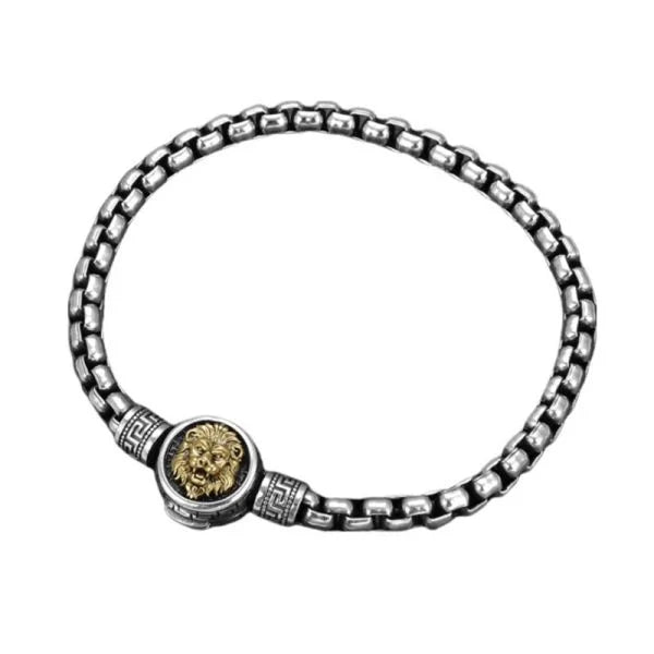 Sterling Silver Bully Vintage Lion Power Bracelet