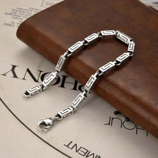 Sterling Silver Quadrilateral Textured Bracelet